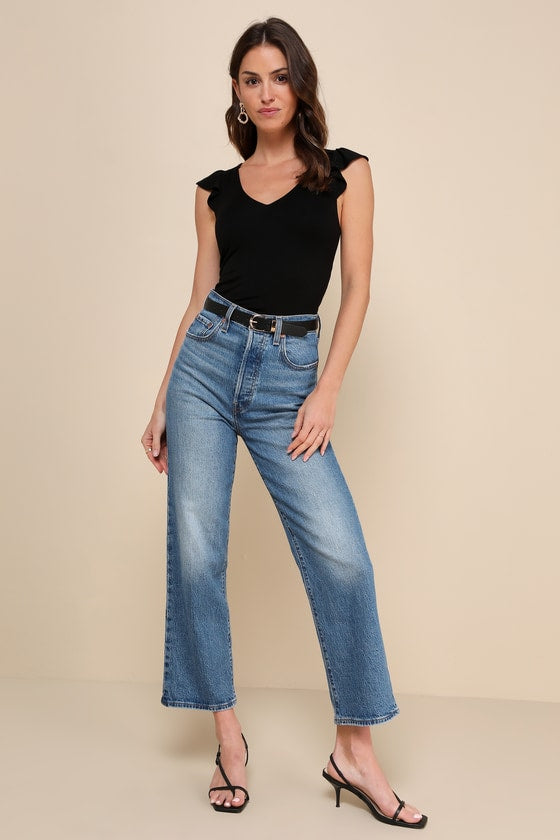 Have You Crushin' Black Flutter Sleeve Top