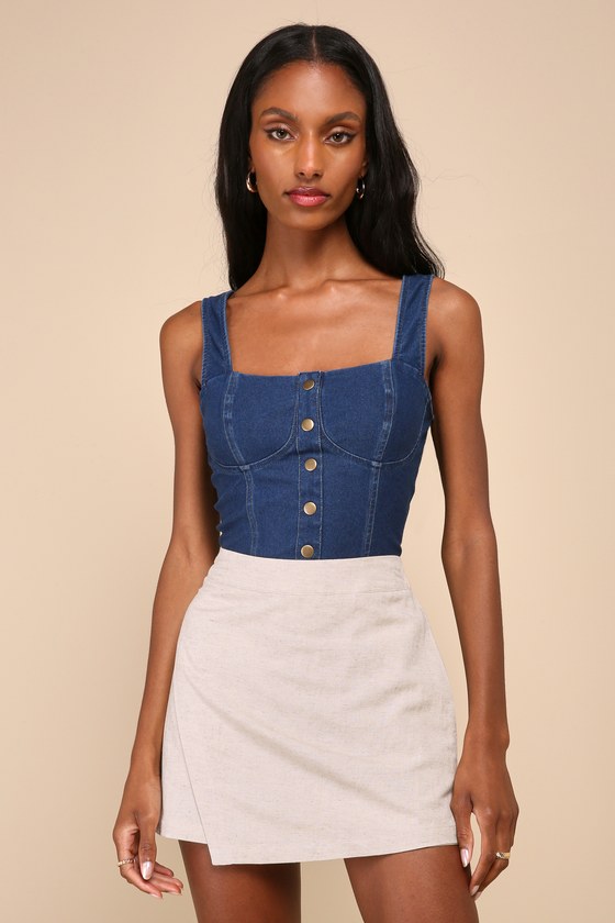 Breeziest Beauty Beige Linen High-Rise Skort
