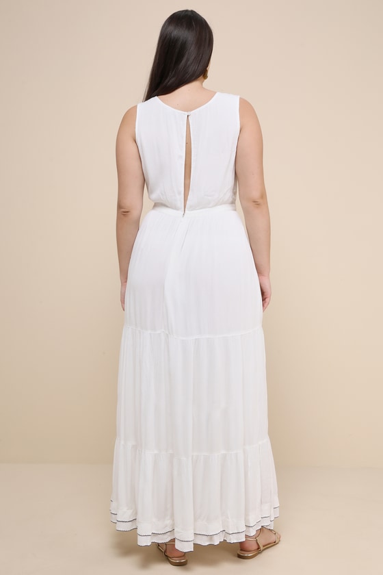 Tickets To Paradise White Embroidered Maxi Dress