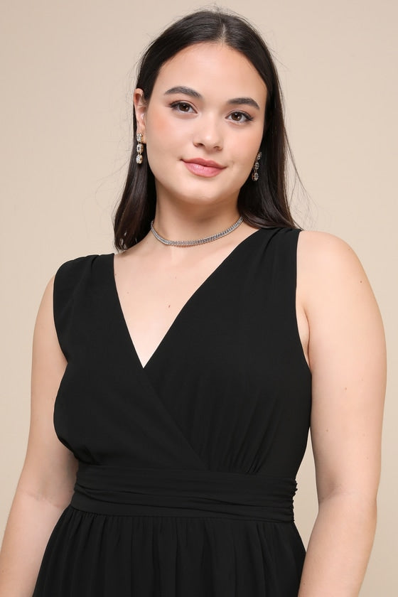 Thoughts of Hue Black Surplice Maxi Dress