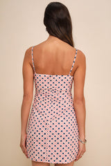 Charming Desire Pink Geo Print Ruched Sleeveless Mini Dress