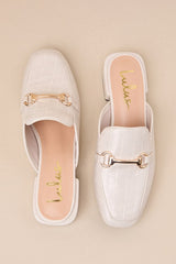 Ranae Bone Crocodile-Embossed Slide-On Loafers