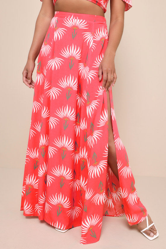 Trancoso Coral Floral Print Two-Piece Maxi Dress