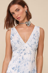 Picture-Perfect Days White Floral Lace V-Neck Midi Dress