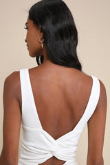 Admiring Cutie White Square Neck Cutout Twist-Back Skort Romper