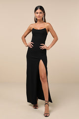 Sensational Beauty Black Strapless Maxi Dress