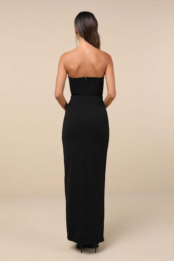 Sensational Beauty Black Strapless Maxi Dress
