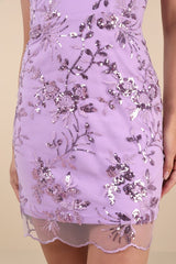 Confident Sensation Lavender Sequin Strapless Bustier Mini Dress