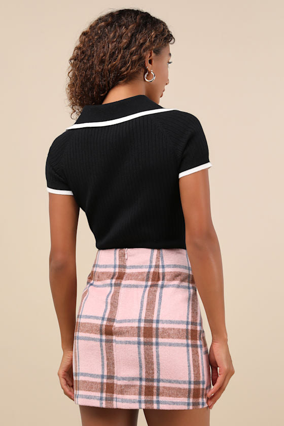 Spence Pink Plaid Mini Skirt