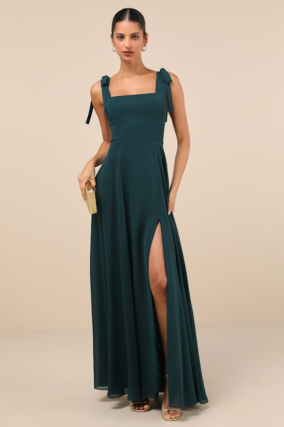 Love Me Forever Emerald Green Square Neck Maxi Dress