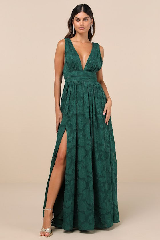 Sweet Sophistication Green Burnout Floral Maxi Dress