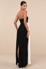 Marvelous Vision Black Strapless Bow Column Maxi Dress