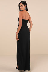 Memorably Iconic Black Strapless Lace Bustier Maxi Dress