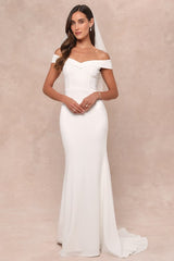 Arienne White Off-the-Shoulder Mermaid Maxi Dress