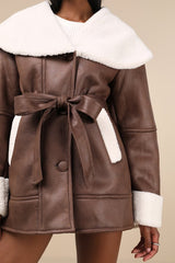 Paris Brown and White Oversized Shearling Jacket