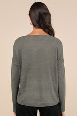 Positive Affirmations Olive Green Loose Knit Sweater
