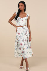 Beautifully Chic White Floral Tie-Strap Bustier Top