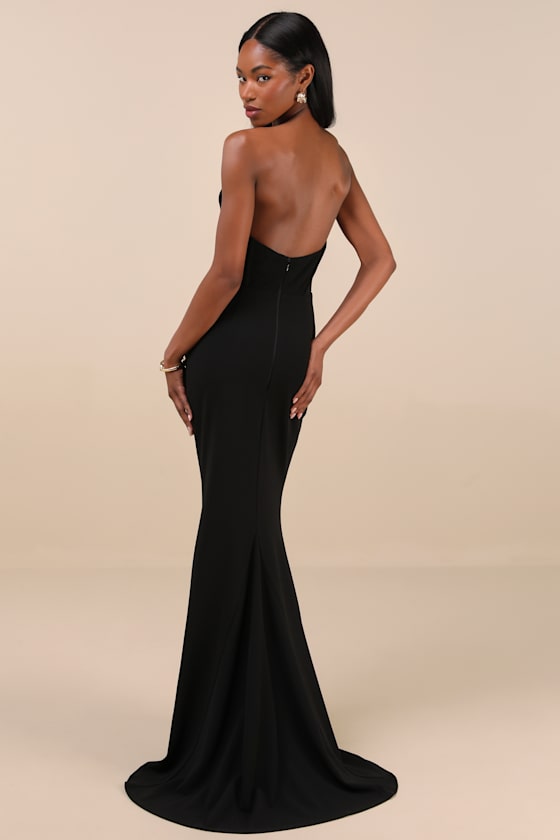 Laney Black Strapless Corset Maxi Dress