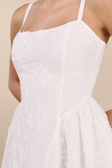 Teodora White Floral Applique Lace-Up Midi Dress