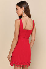 Feel the Sunshine Red Tassel Mini Dress