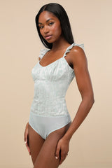Abbie Mint Floral Sleeveless Bustier Bodysuit