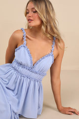 Olimpia Light Blue Ruffled Tiered Maxi Dress