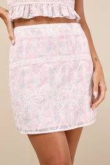 Haddie Light Pink Embroidered High-Rise Mini Skirt