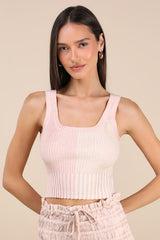 Made to Be Mod Blush Color Block Ribbed Cropped Tank Top
