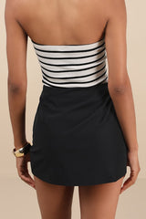Briana Black Notched Mini Skirt