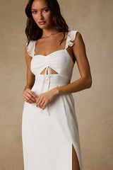 The Way to Love White Ruffled Maxi Dress