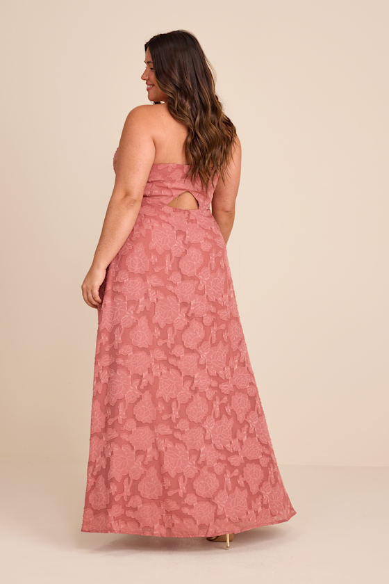 Garden of Romance Rusty Rose Burnout Maxi Dress
