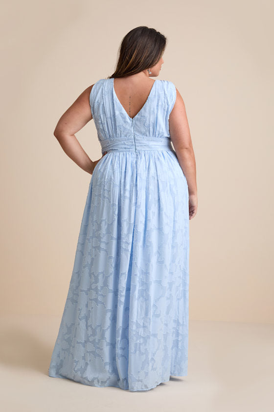 Sweet Sophistication Light Blue Burnout Floral Maxi Dress