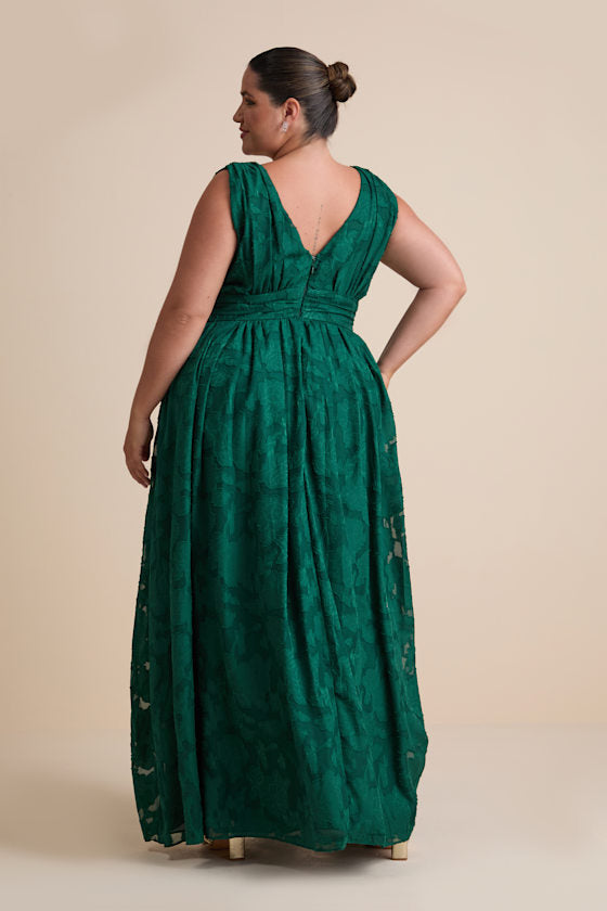 Sweet Sophistication Green Burnout Floral Maxi Dress