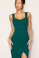 Always Beautiful Hunter Green Sleeveless Tulip Midi Dress