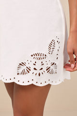 Ineth White Denim Strapless Embroidered Mini Dress