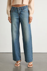 Low Loose Medium Blue Low-Rise Wide-Leg Jeans