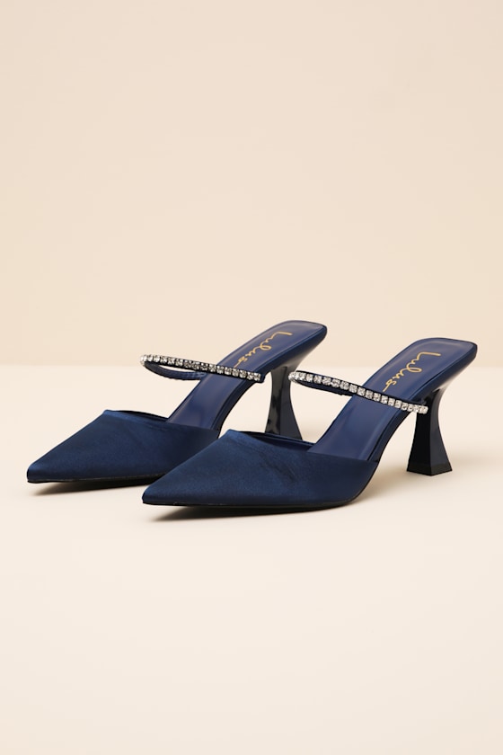 Noha Future Dusk Satin Rhinestone Mule Pumps