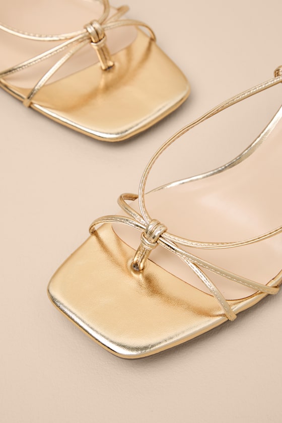 Senna Gold Strappy Lace-Up High Heel Sandals