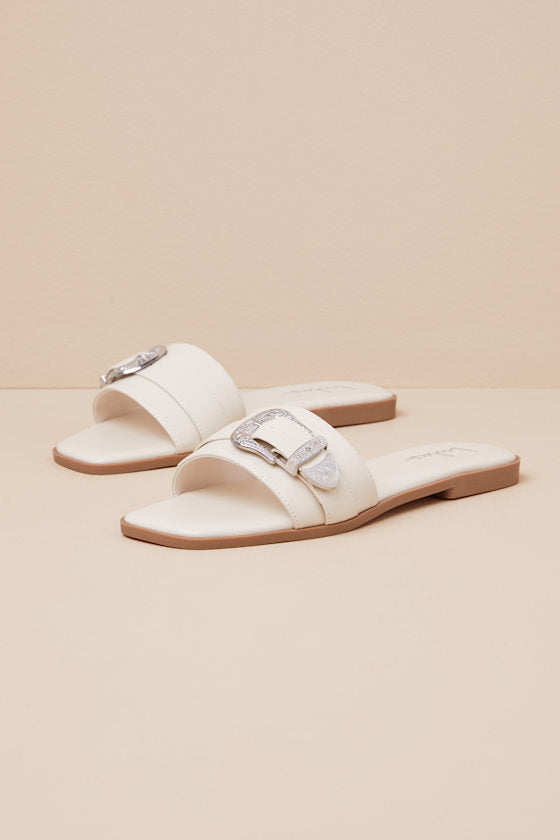 Nyomi Bone Buckle Slide Sandals