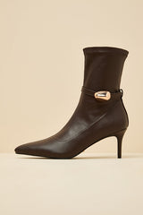 Joyce Chocolate Pointed-Toe Sock Boots