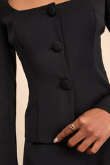 Eliana Black Scoop Neck Blazer