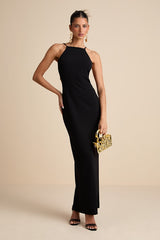 Annina Black Cutout Column Maxi Dress