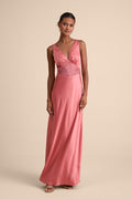 Toulouse Rusty Rose Satin Lace Maxi Dress