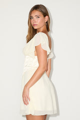 Kistine Ivory Chiffon Corset Flutter Sleeve Mini Dress