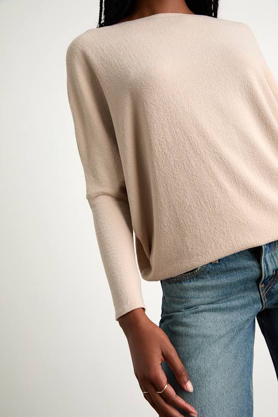 Verla Beige Dolman Sleeve Sweater Top