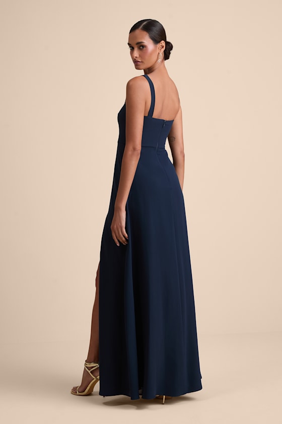 Remarkable Arrival Navy Blue Sleeveless Maxi Dress