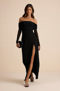 Rafaella Black Backless Off-the-Shoulder Maxi Dress