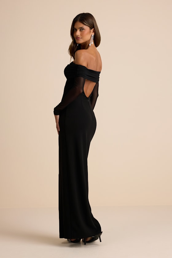 Rafaella Black Backless Off-the-Shoulder Maxi Dress