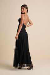 Atori Black Mesh Sleeveless Maxi Dress