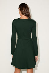 Forever Chic Dark Green Long Sleeve Dress